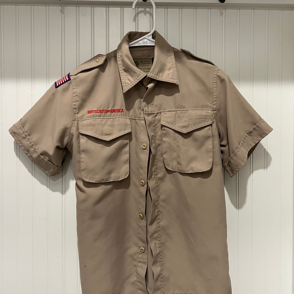 Polyester performance material Boy Scout BSA uniform shirt. Medium Boy Youth.